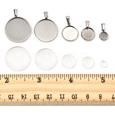 DIY 304 Stainless Steel Tray Pendants Making Kits DIY-FS0008-83-1