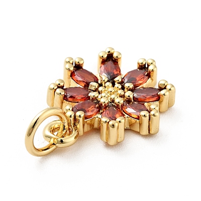 Rack Plating Brass Micro Pave Cubic Zirconia Charms ZIRC-F129-34-G-1