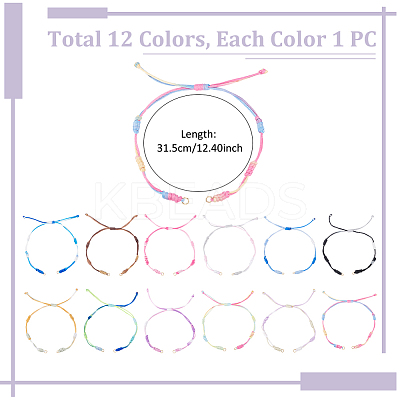 12 Colors Segment Dyed Nylon Thread Cord Bracelets Making BJEW-UN00011-1