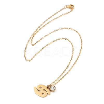 304 Stainless Steel Glass Drill Birth Stone Constellation Pendant Necklaces LS-STAS-D305-08G-D-1