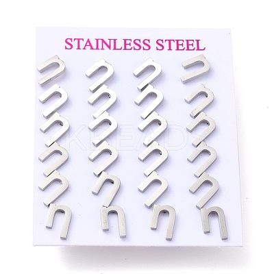 Tarnish Resistant 304 Stainless Steel Greek Alphabet Stud Earrings STAS-D007-07P-03-1