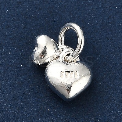 925 Sterling Silver Double Heart Charms FIND-Z069-03S-1