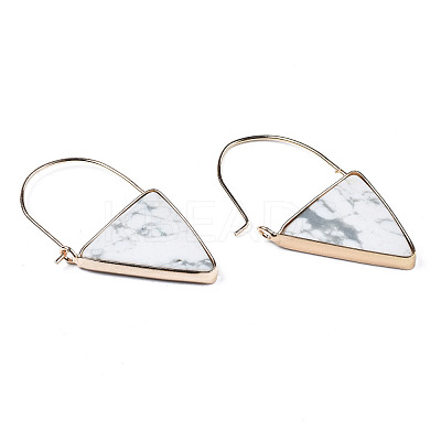 Synthetic Howlite Triangle Dangle Hoop Earrings G-S359-363J-1
