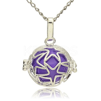 Silver Color Plated Brass Hollow Round Cage Pendants KK-J231-09S-1