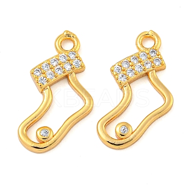 Christmas Theme Brass Clear Cubic Zirconia Pendants KK-N254-30G-1