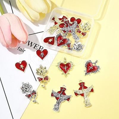 16Pcs 8 Styles Alloy Enamel Pendants FIND-FS0003-88-1
