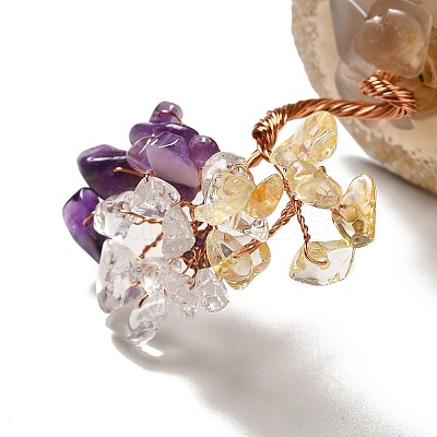 Natural Citrine & Amethyst & Quartz Crystal Chips Tree Display Decorations DJEW-C003-01D-1