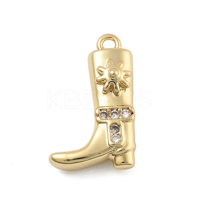 Brass Micro Pave Clear Cubic Zirconia Pendants KK-D283-34G-01-1