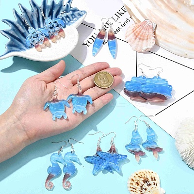 7 Pairs 1 Styles Acrylic Dangle Earrings EJEW-CJ0001-06-1