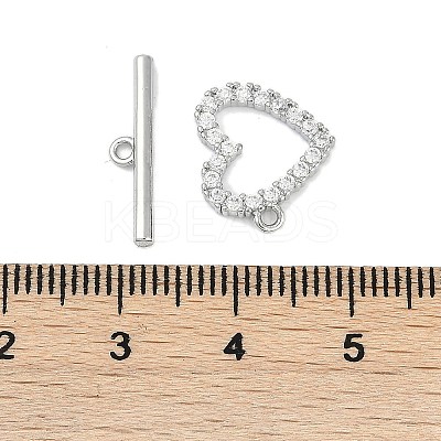 Brass Micro Pave Clear Cubic Zirconia Toggle Clasps KK-K391-07P-1