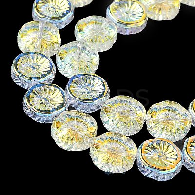 Half Electroplate Baking Paint Glass Beads Strands EGLA-K061-11A-AB07-1
