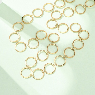 304 Stainless Steel 12MM Ring Link Chain Necklaces NJEW-P343-01C-G-1