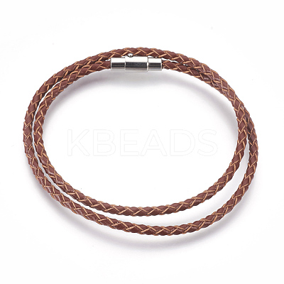 Leather Braided Cord Wrap Bracelets/Necklaces BJEW-JB03918-02-1