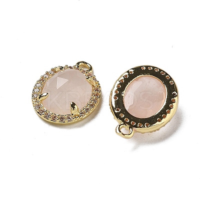 Natural Rose Quartz Faceted Oval Pendants G-I375-02G-10-1