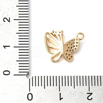 Brass Micro Pave Clear Cubic Zirconia Charms KK-G503-38G-1