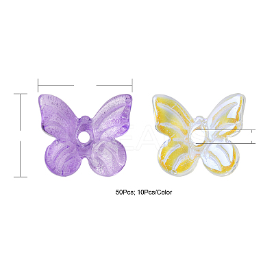 50Pcs 5 Colors Transparent Spray Painted Glass Charms GLAA-FP0001-12-1
