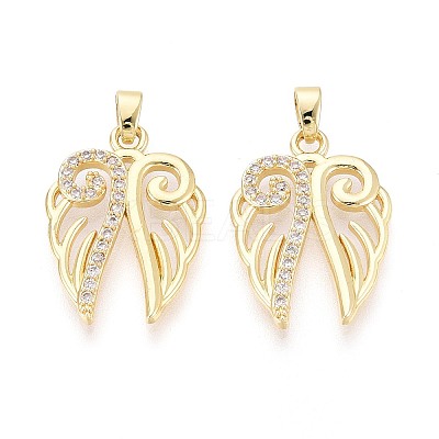 Brass Micro Pave Clear Cubic Zirconia Pendants KK-T075-82G-1