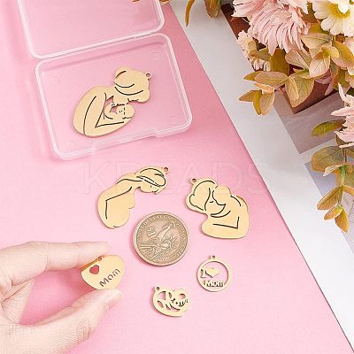 6Pcs 6 Style 304 Stainless Steel Pendants STAS-PH0004-43-1