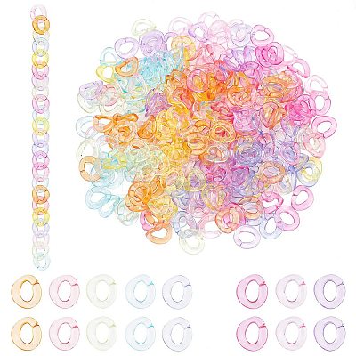 240Pcs 8 Colors Transparent Acrylic Linking Rings MACR-PH0001-46-1