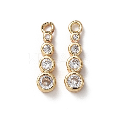 Brass Micro Pave Clear Cubic Zirconia Charms KK-C253-02A-G-1