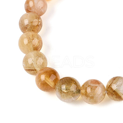 Natural Citrine Round Beaded Stretch Bracelets for Men Women G-N349-10A-1