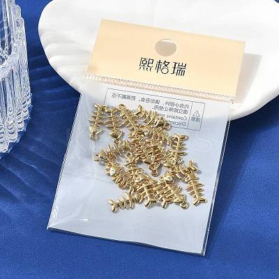 SHEGRACE Brass Micro Pave Cubic Zirconia Fishbone Charms XGR0163G-109G-1