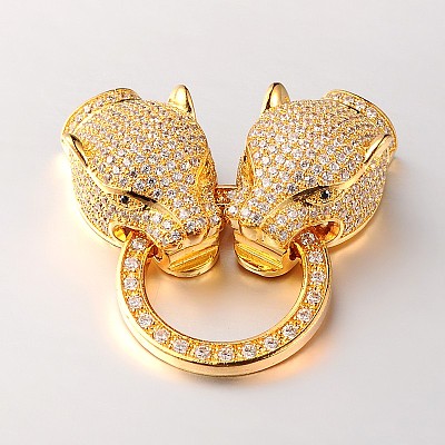 Brass Micro Pave Cubic Zirconia Fold Over Clasps ZIRC-M043-G-02-RS-1