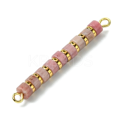 Natural Rhodonite & Electroplated Synthetic Non-magnetic Hematite Heishi Connector Charms PALLOY-JF03291-07-1