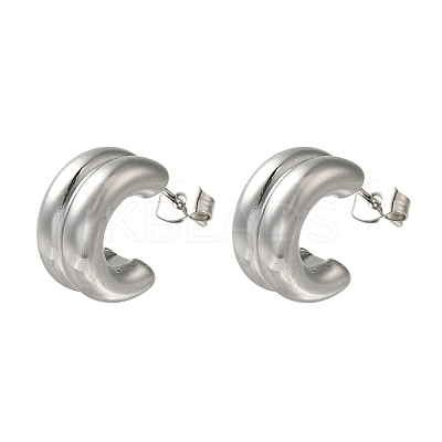 304 Stainless Steel C-Shaped Stud Earrings for Women EJEW-S237-09-1