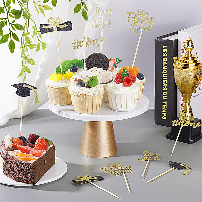 10Pcs Graduation Theme Paper Cake Insert Card Decoration AJEW-WH0270-500A-1