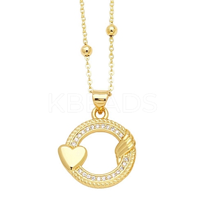 Brass Micro Pave Cubic Zirconia Pendant Necklaces PW-WG64309-03-1