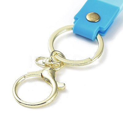 Transparent Rainbow PVC Plastic Wrist Strap Keychains LS-AJEW-M219-01A-G-1