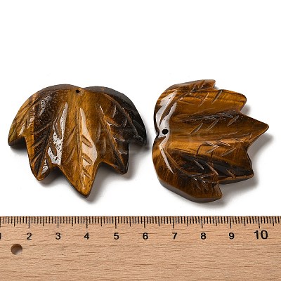 Natural Tiger Eye Carved Pendants G-K353-01J-1