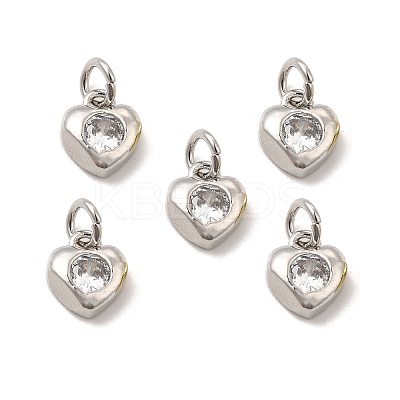 Brass Micro Pave Clear Cubic Zirconia Charms KK-E068-VB235-1