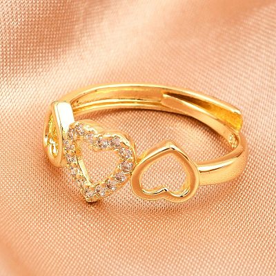 Brass Micro Pave Cubic Zirconia Cuff Rings for Women RJEW-Z113-26G-1
