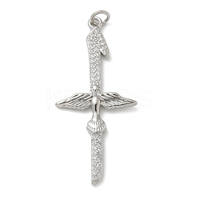 Rack Plating Brass Micro Pave Cubic Zirconia Pendants KK-K392-44P-1