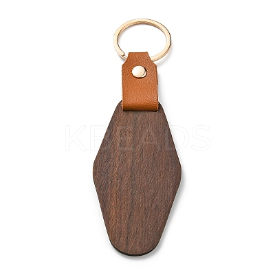 Wooden & Imitation Leather Pendant Keychain PW23041801315-1