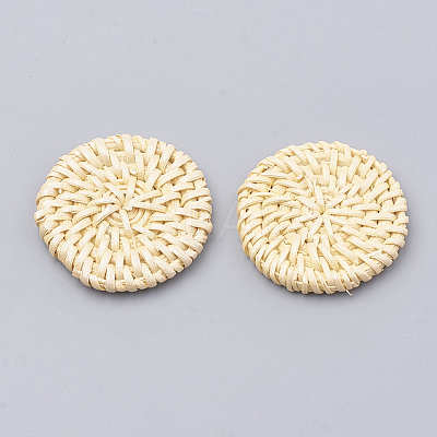 Handmade Spray Painted Reed Cane/Rattan Woven Beads WOVE-N007-02F-1