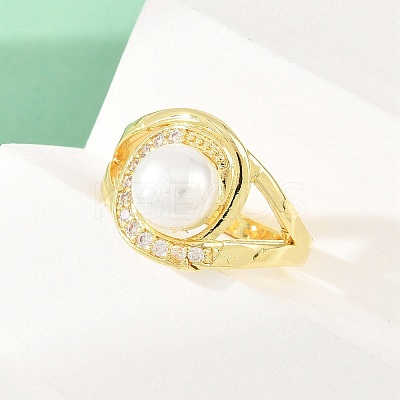 Brass Micro Pave Cubic Zirconia Finger Rings for Women RJEW-D340-02G-06-1