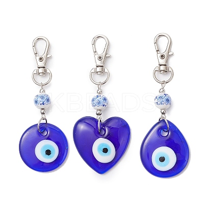 3Pcs Handmade Lampwork Evil Eye Pendant Decorations HJEW-JM04143-1