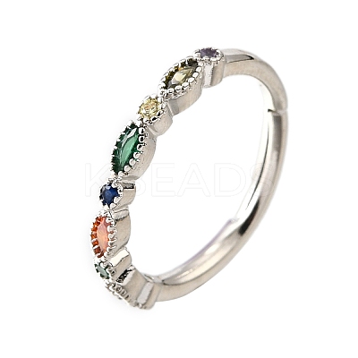 Adjustable Brass Micro Pave Cubic Zirconia Finger Rings for Women RJEW-H247-15P-1
