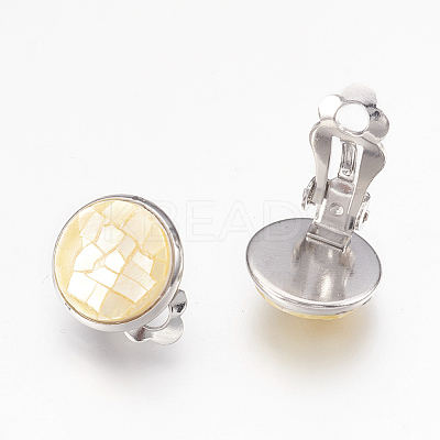 Shell Clip-on Earrings EJEW-F162-E-1