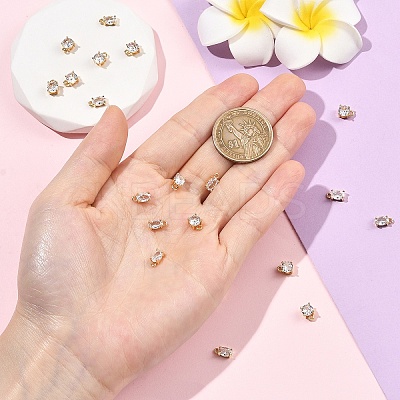 10Pcs 2 Styles Brass Micro Pave Clear Cubic Zirconia Charms KK-YW0004-36-1