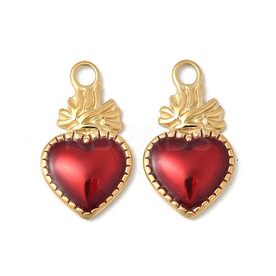 304 Stainless Steel Enamel Pendants STAS-V015-18B-G-1