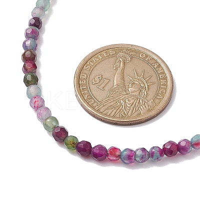 Faceted Round Natural Agate(Dyed & Heated) Beaded Necklaces for Women NJEW-JN04659-02-1