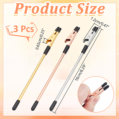 3Pcs 3 Colors Iron Jewelry Helper Tool Bracelet Clamp AJEW-WR0002-72-1
