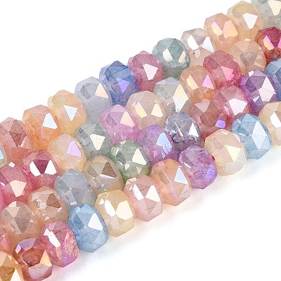 Anti-Tarnish Electroplate Glass Imitation Jade Beads Strands EGLA-T029-6mm-13M-1