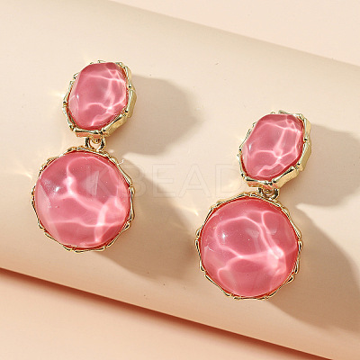 Zinc Alloy Resin Dangle Stud Earrings FS-WG37519-05-1
