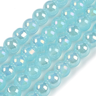 Baking Paint Electroplate Glass Beads Strands GLAA-G120-01J-1
