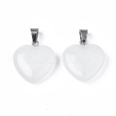 Heart Natural White Jade Pendants LS-X-G-Q438-01-1